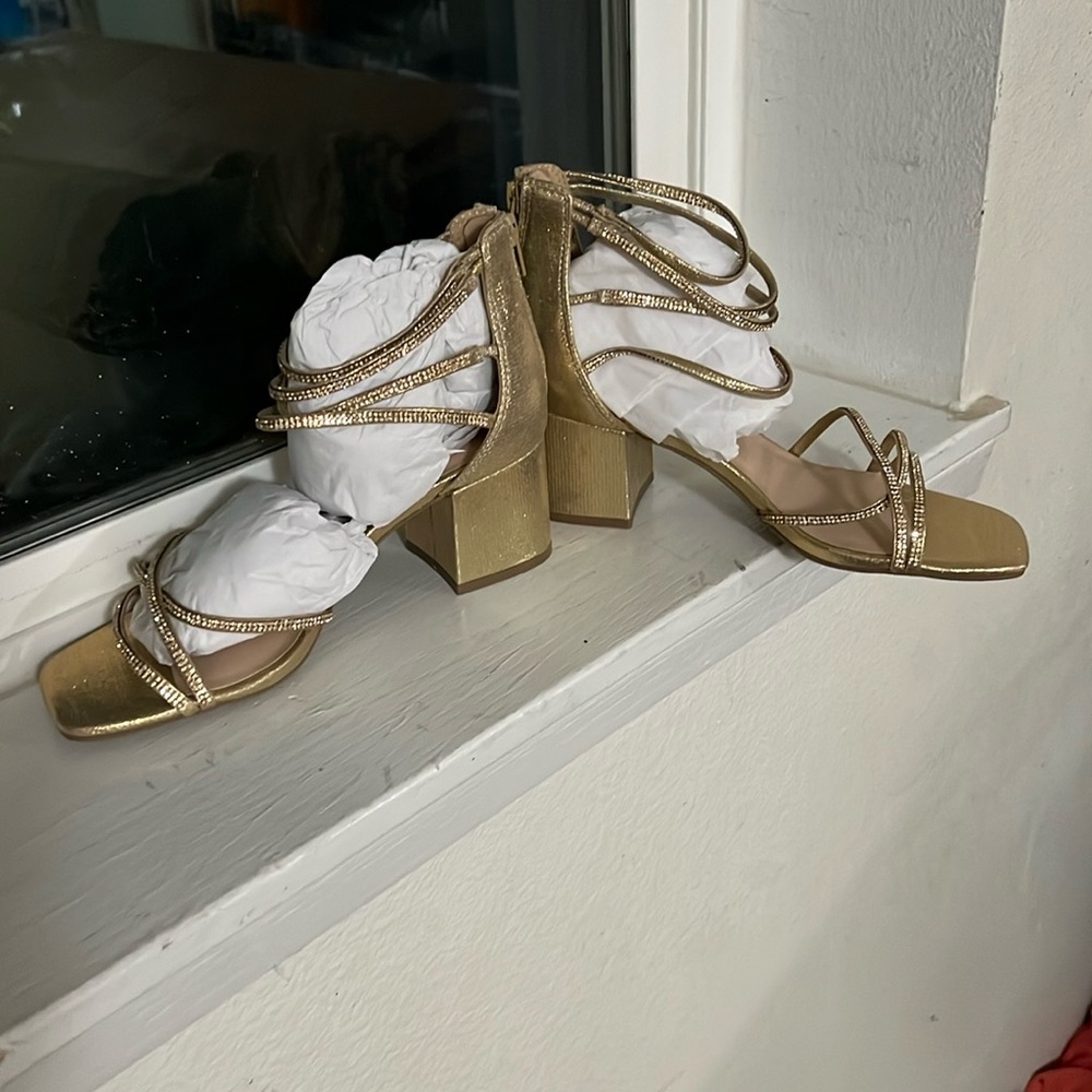 Elegant Gold Strappy Heels